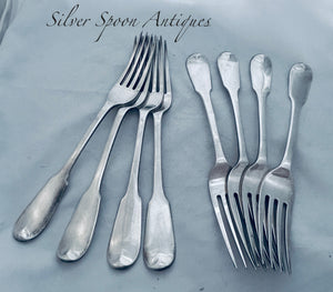 Set of 8 Sterling Table Forks, Eley and Fearn, London, 1819