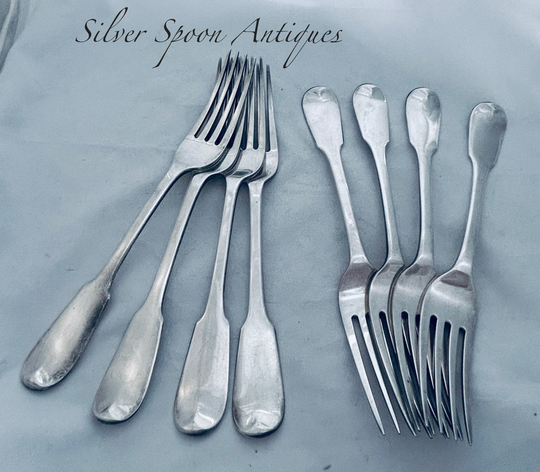 Set of 8 Sterling Table Forks, Eley and Fearn, London, 1819