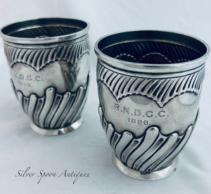 Pair of Victorian sterling beakers, Goldsmiths & Silversmiths Co, London, 1894