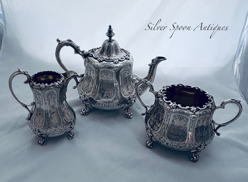 Three piece scottish provincial sterling tea set, Robert Keay II, Perth/Edinburgh, 1853
