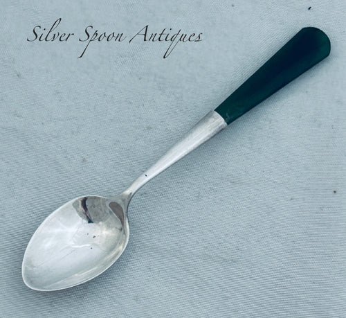 New Zealand Greenstone and Sterling coffee spoon, Birmingham, 1926