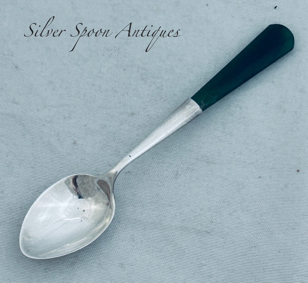 New Zealand Greenstone and Sterling coffee spoon, Birmingham, 1926