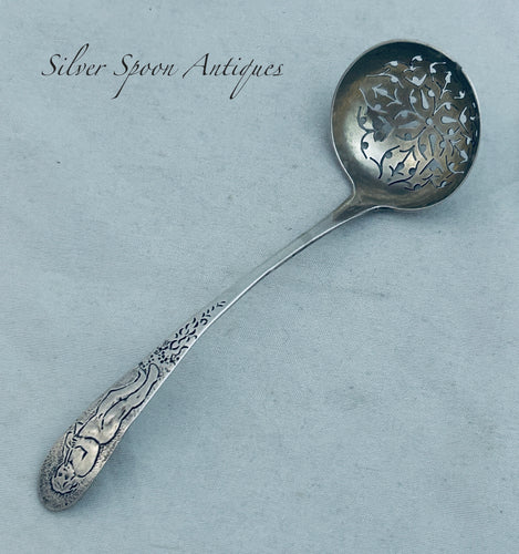 Embossed Scottish Provincial Silver Sifting ladle, John Leslie, Aberdeen, c.1800