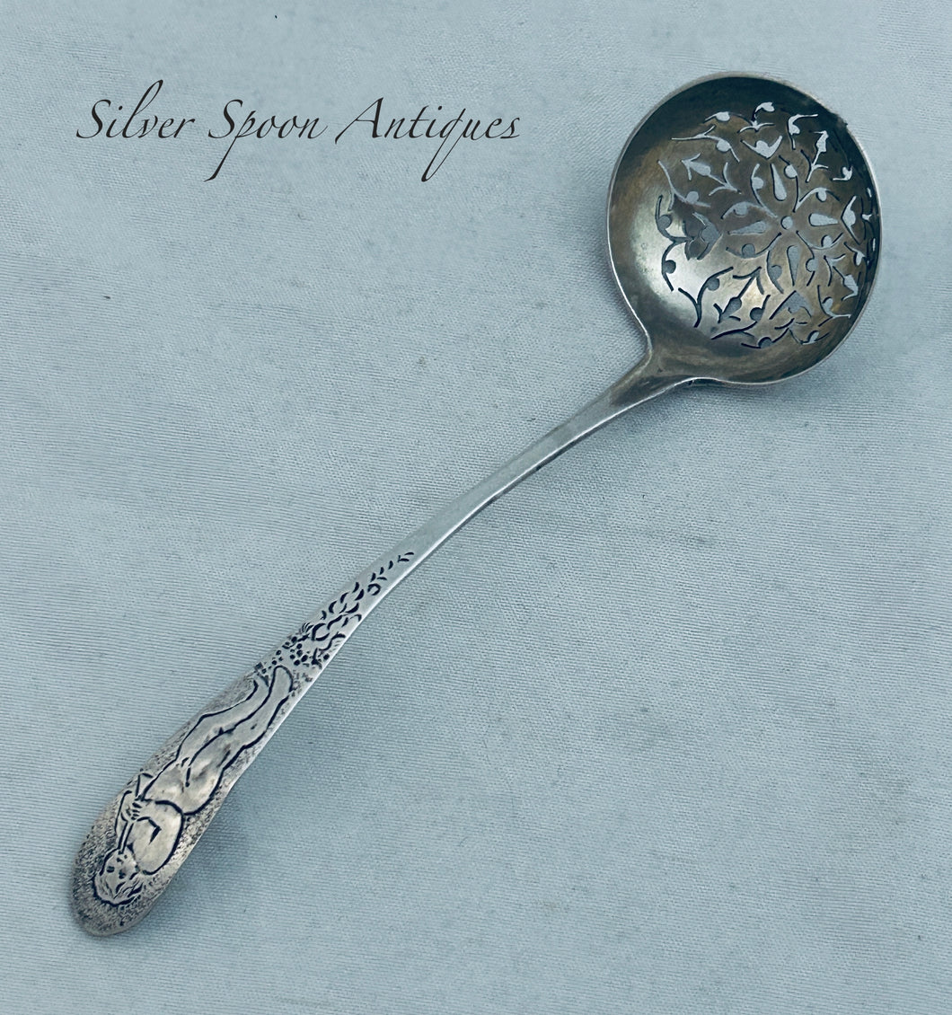 Embossed Scottish Provincial Silver Sifting ladle, John Leslie, Aberdeen, c.1800