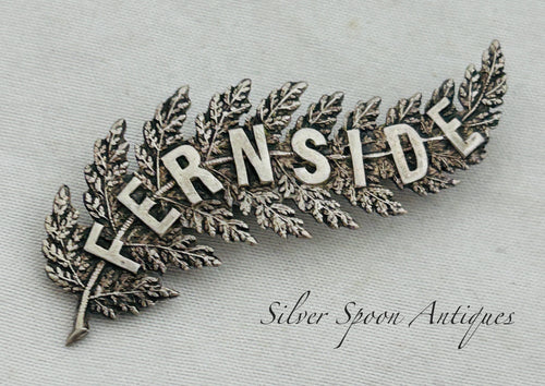 New Zealand 'Fernside' sterling silver fern brooch, c.1900-1920