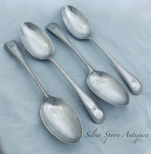 Set of four English sterling spoon, John Round & Son Ltd, Sheffield, 1896