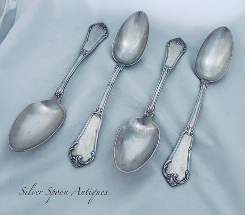 Heavy set of European Crested Tablespoons, Germany, c.1890s