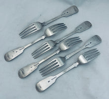 Load image into Gallery viewer, Set of 6 English sterling dessert forks, Chawner &amp; Co, London, 1866