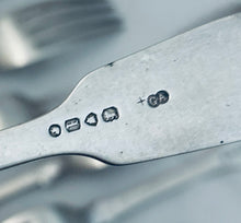 Load image into Gallery viewer, Set of 6 English sterling dessert forks, Chawner &amp; Co, London, 1866