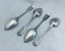 Load image into Gallery viewer, Set of 4 English sterling dessert spoons, James Beebe, London, 1845