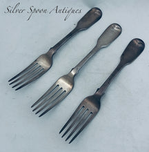 Load image into Gallery viewer, Set of three English sterling table forks, William Eaton, London, 1830