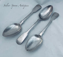 Load image into Gallery viewer, Set of 3 English sterling table spoons, James Beebe, London, 1845