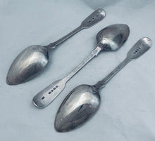 Load image into Gallery viewer, Set of 3 English sterling table spoons, James Beebe, London, 1845