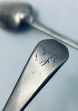 Load image into Gallery viewer, Interesting set of 4 English sterling tablespoons, Thomas Wallis II, London, 1800