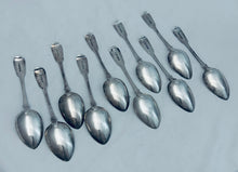 Load image into Gallery viewer, Set of 10 English sterling dessert spoons, James Beebe, London, 1822