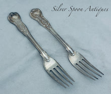 Load image into Gallery viewer, Pair of English Sterling Kings Pattern Dessert Forks - 123 grams.