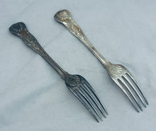 Load image into Gallery viewer, Pair of English Sterling Kings Pattern Dessert Forks - 123 grams.