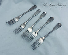 Load image into Gallery viewer, Set of English sterling five fiddle pattern dessert forks, London, 1812/1817 - 182grams.
