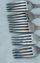 Load image into Gallery viewer, Set of English sterling five fiddle pattern dessert forks, London, 1812/1817 - 182grams.