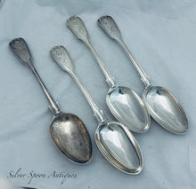 Load image into Gallery viewer, Set of 4 English sterling Fiddle, Thread &amp; Shell Tablespoons, John &amp; Henry Lias, London, 1840