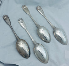 Load image into Gallery viewer, Set of 4 English sterling Fiddle, Thread &amp; Shell Tablespoons, John &amp; Henry Lias, London, 1840