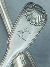 Load image into Gallery viewer, Set of 5 fiddle, thread and shell dessert spoons, John, Henry &amp; Charles Lias, London, 1828