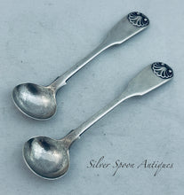 Load image into Gallery viewer, Pair of English Fiddle and Shell Salt Spoons, Theobalds &amp; Atkinson, London, 1838