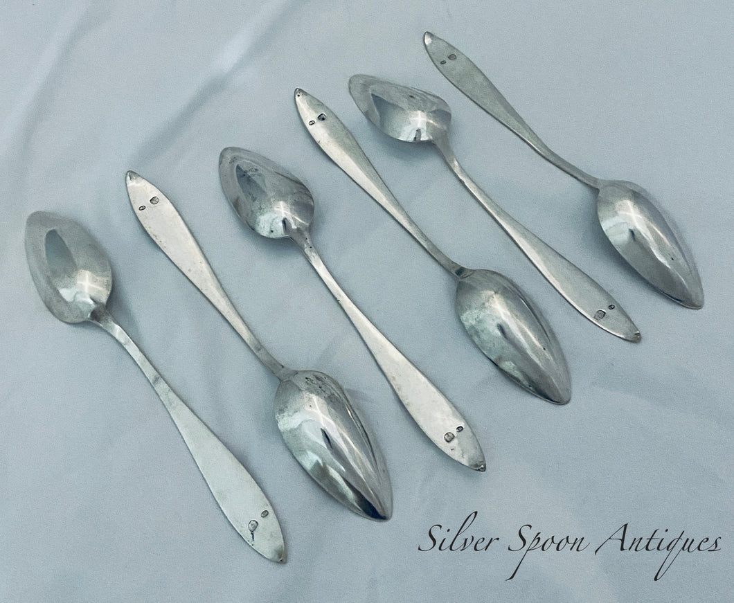 Set of 6 Austro-Hungarian Silver Tablespoons, 1850s, Prague