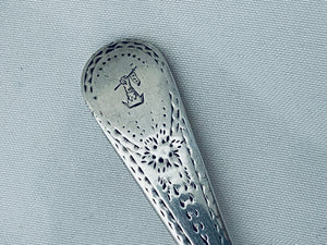 Bright-cut English Sterling Salt Spoon, London, 1809