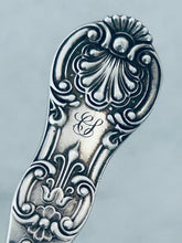 Load image into Gallery viewer, Pair of English Queens sterling sauce ladles, Chawner &amp; Co, London, 1876