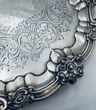 Load image into Gallery viewer, Large Mid-Victorian English Sterling Footed Salver, George Angell, London, 1854