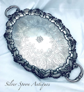 Substantial English Sterling Silver Tray, Barker Brothers, Sheffield, 1901