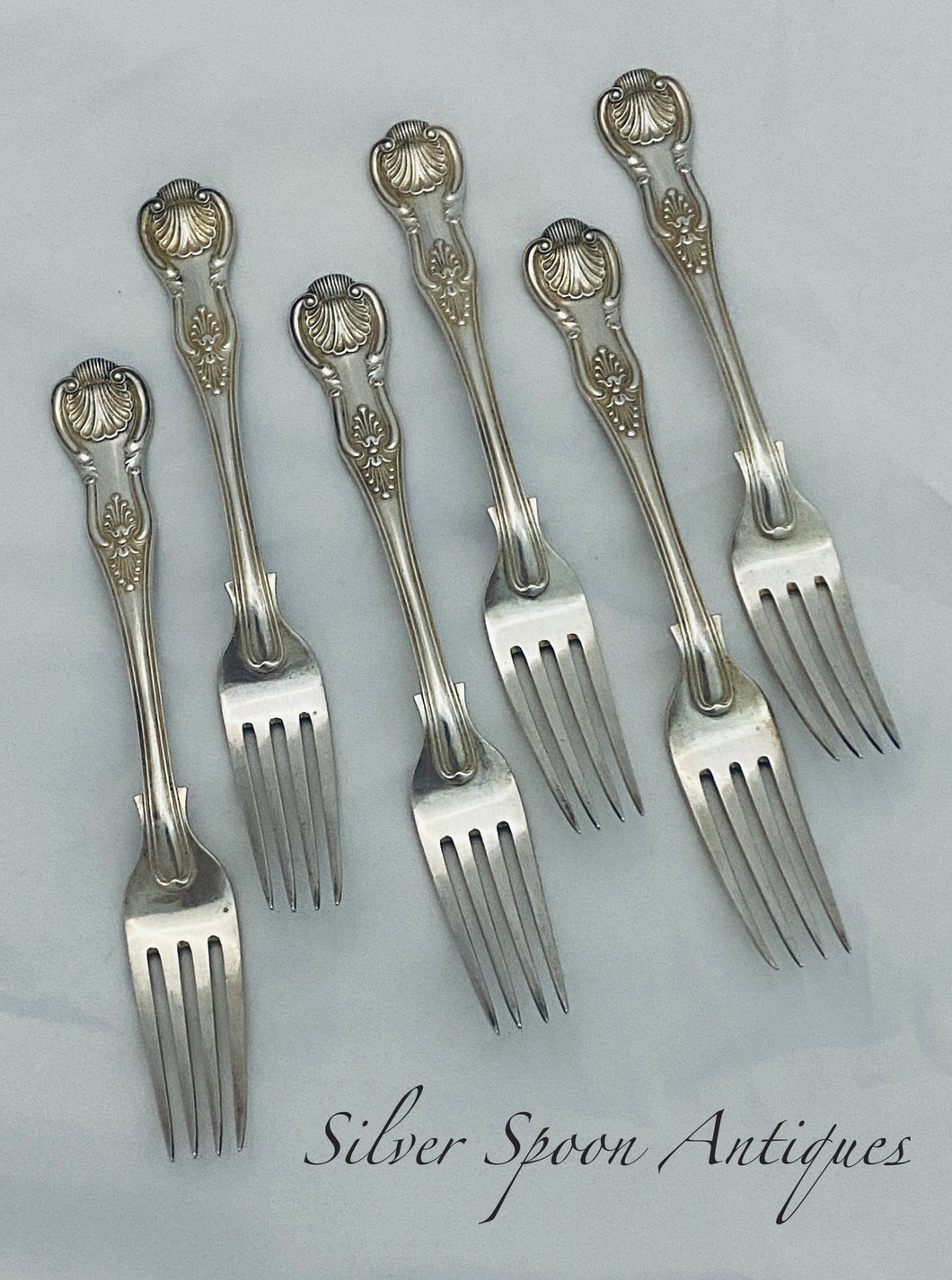 Good set of 6 English Sterling Kings Pattern Table Forks, London