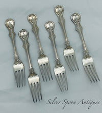 Load image into Gallery viewer, Set of 6 English Sterling Table Forks - Victoria Pattern, London, 1838