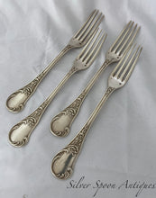 Load image into Gallery viewer, Set of four French silver Neo-Roccoco Table Forks, 1830s-40s