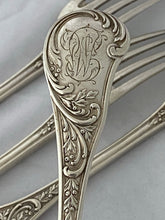 Load image into Gallery viewer, Set of four French silver Neo-Roccoco Table Forks, 1830s-40s