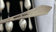 Load image into Gallery viewer, Set of six sterling silver grapefruit spoons, Sheffield, 1967