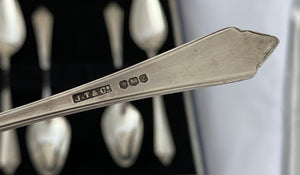 Set of six sterling silver grapefruit spoons, Sheffield, 1967