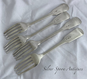 Rare set of 4 Cape Silver Table Forks, Daniel Hockley, 1820s-35