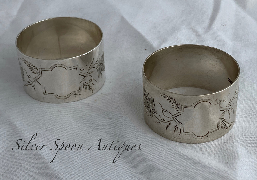 Pair of Colonial Silver New Zealand Serviette Rings, Coates & Co
