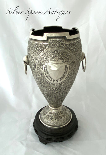 Art Deco Indian Silver Vase, Kashmir, 1920s-30s