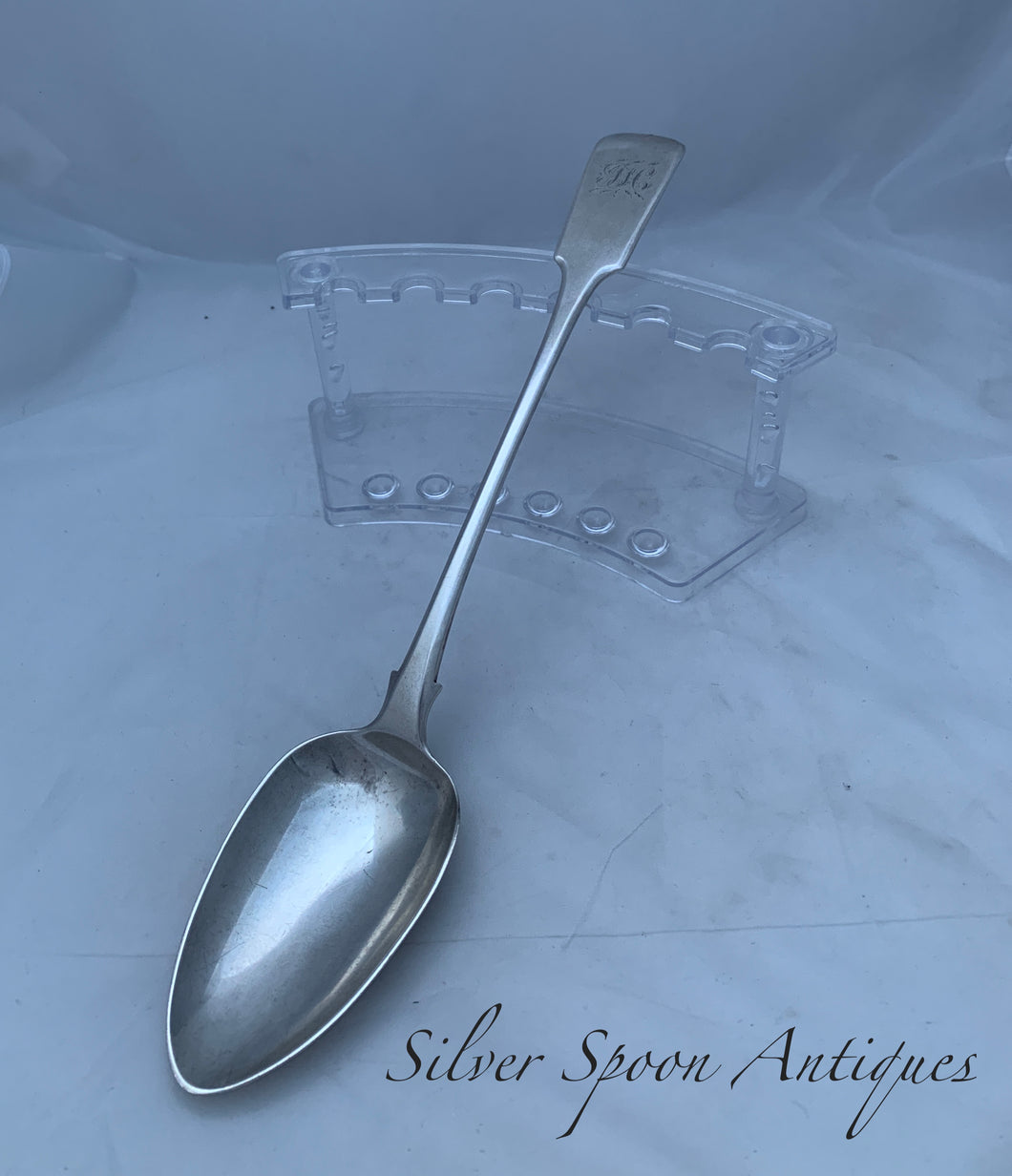 Large Fiddle Pattern Provincial English Sterling Serving/Basting Spoon, WW, Exeter, 1814