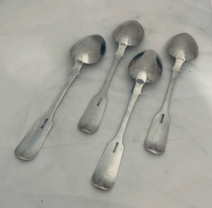 Set of 4 Canadian Fiddle Pattern Tablespoons, William Veith, Halifax, 1848-1854.