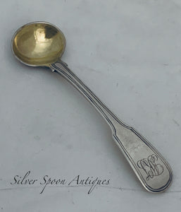 Rare West Indian/Canadian Fiddle and Thread Salt Spoon, Peter Nordbeck, 1815-1845.