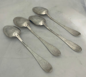 Set of 4 American Coin Silver Tablespoons, Lincoln & Foss, Boston, MA, 1848-1857