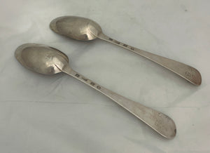 Fabulous Pair of Scottish Provincial Tablespoons, Shirras of Banff, c.1750