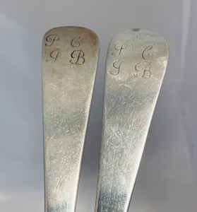 Fabulous Pair of Scottish Provincial Tablespoons, Shirras of Banff, c.1750