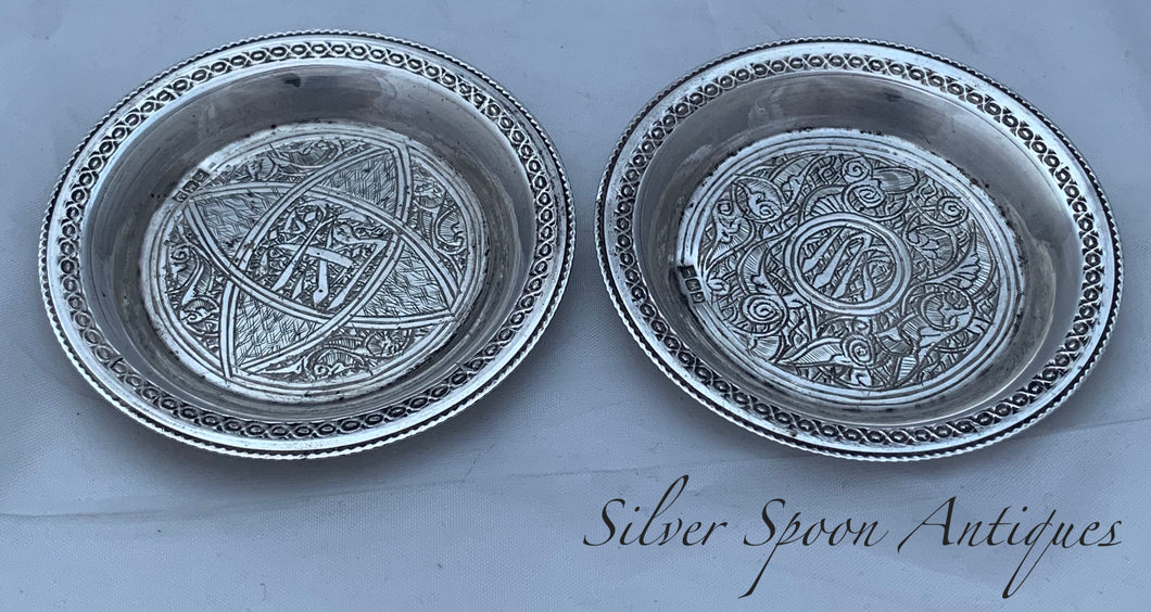 Small Pair of Arabic Silver Dishes, Egypt, 1941-43