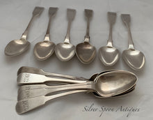 Load image into Gallery viewer, RARE set of 12 Channel Islands Dessert Spoons, Jean Le GALLAIS, Jersey, 1850s