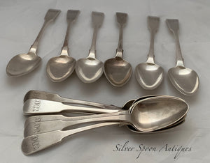 RARE set of 12 Channel Islands Dessert Spoons, Jean Le GALLAIS, Jersey, 1850s